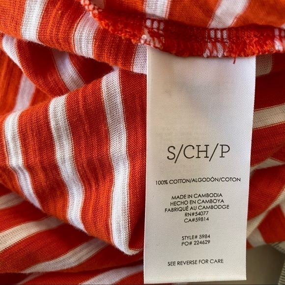 CAbi size small Poolside Orange & white puffy sleeves striped top summer relaxed - Picture 3 of 11
